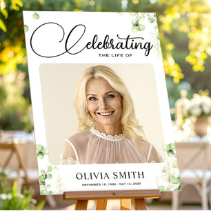 Greenery Funeral Photo Memorial Welcome Sign