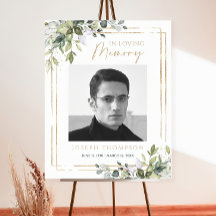 Greenery Funeral Sign, Memorial Sign, Celebration