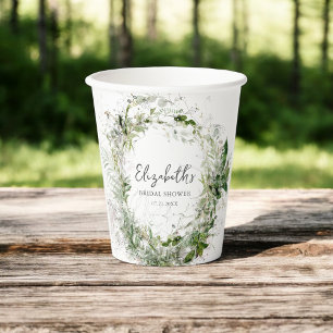 Greenery Garden Bridal Shower Paper Cups