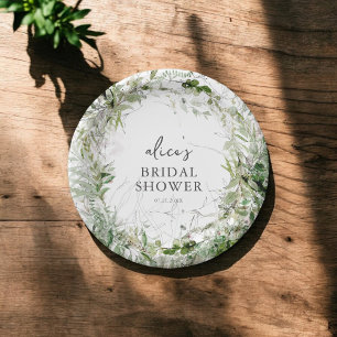 Greenery Garden Bridal Shower Paper Plate