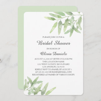 Greenery garden. Bridal Shower with olive branches Invitation