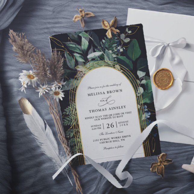Greenery Garden Greenery Budget QR Code Wedding Invitation (Creator Uploaded)