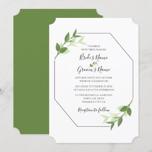 Greenery Garden Leaves Frame Wedding Invitations