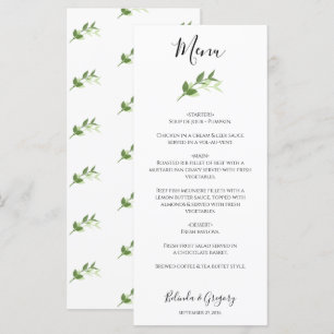 Greenery Garden Leaves Frame Wedding Menu