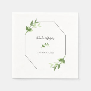Greenery Garden Leaves Frame Wedding Napkin