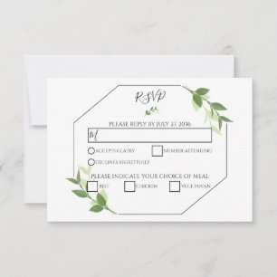 Greenery Garden Leaves Frame Wedding RSVP Cards