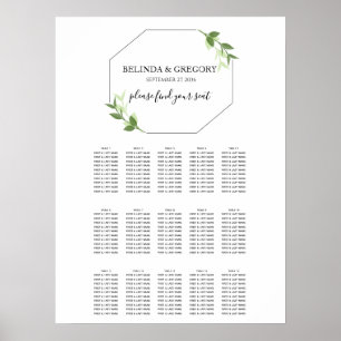 Greenery Garden Leaves Frame Wedding Seating Chart