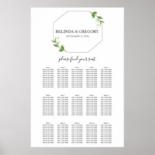 Greenery Garden Leaves Frame Wedding Seating Chart