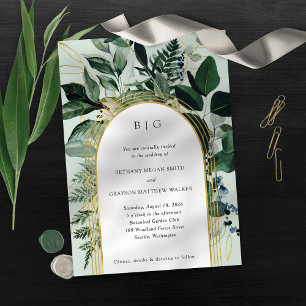 Greenery garden, Modern botanic arch wedding Invitation