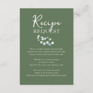 Greenery Garden Recipe Request Bridal Shower Enclosure Card
