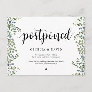 Greenery Garden, Wedding Invitation Postponed Postcard
