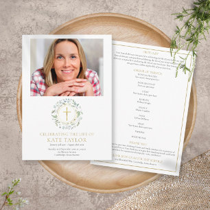 Greenery Garland Funeral Memorial Order Of Service Programme