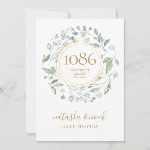 Greenery Garland Gold New Address Announcement