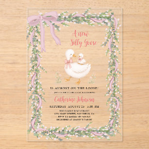 greenery garland New Silly Goose Baby Shower Acrylic Invitations