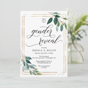 Greenery Gender Reveal Invites Card