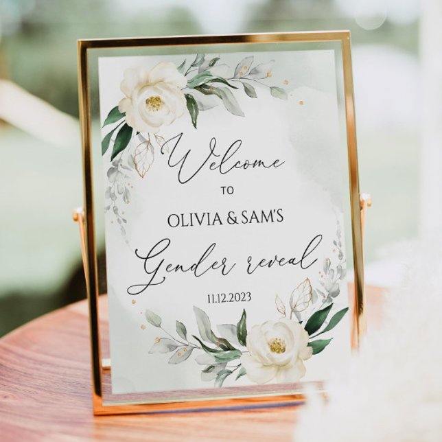 Greenery gender reveal welcome sign (Creator Uploaded)