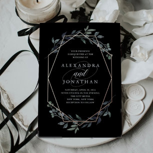 Greenery Geo Black   Rose Gold Wedding