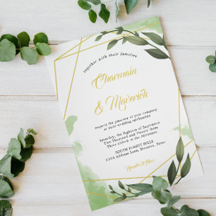 Greenery Geo Frame Wedding Invitation