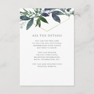Greenery Geo   Gold Wedding Details Enclosure Card