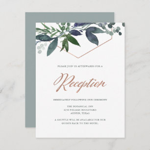 Greenery Geo Rose Gold Wedding Reception Invitation