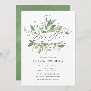 Greenery Geometric Baby Shower Invitation