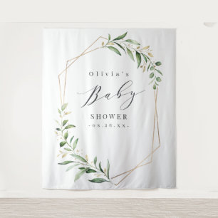 Greenery Geometric Baby Shower Photo Backdrop Tapestry