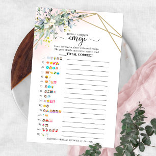 Greenery Geometric Bridal Shower Emoji Pictionary  Flyer