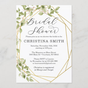 Greenery Geometric Bridal Shower Invitations