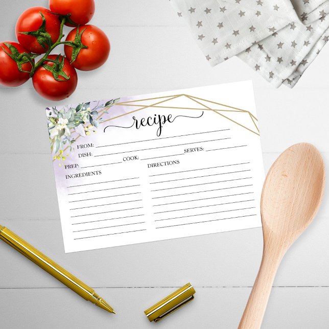 Greenery Geometric Bridal Shower Recipe Cards (Creator Uploaded)