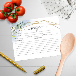 Greenery Geometric Bridal Shower Recipe Cards