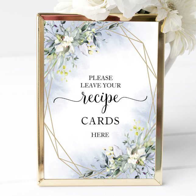 Greenery Geometric Bridal Shower Recipe Cards Sign (Creator Uploaded)