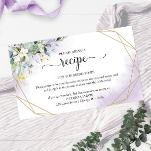 Greenery Geometric Bridal Shower Recipe Request En Enclosure Card