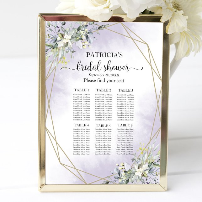 Greenery Geometric Bridal Shower Seating Chart (Creator Uploaded)