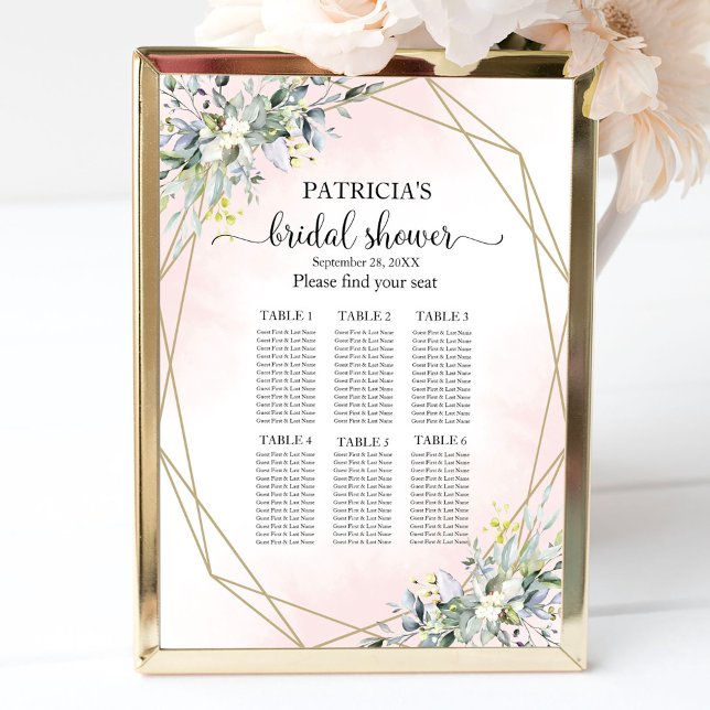 Greenery Geometric Bridal Shower Seating Chart (Creator Uploaded)