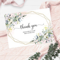 Greenery Geometric Bridal Shower Thank You Postcar