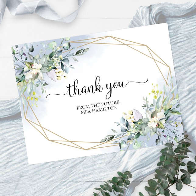 Greenery Geometric Bridal Shower Thank You Postcard (Creator Uploaded)