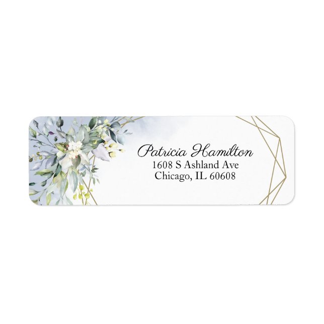 Greenery Geometric Dusty Blue Return Address (Front)