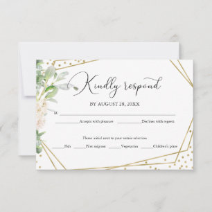 Greenery Geometric Elegant Wedding RSVP Card