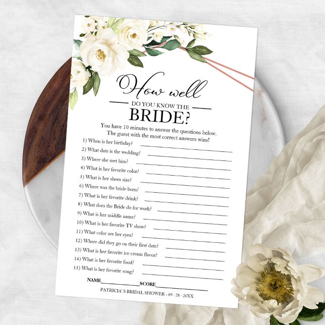 Greenery Geometric Know the Bride Shower Game Flyer (Creator Uploaded)