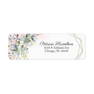 Greenery Geometric Pink Blush Return Address Label