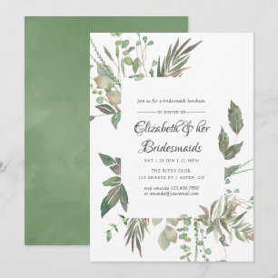 Greenery Geometric Wedding Bridesmaids Luncheon Invitation