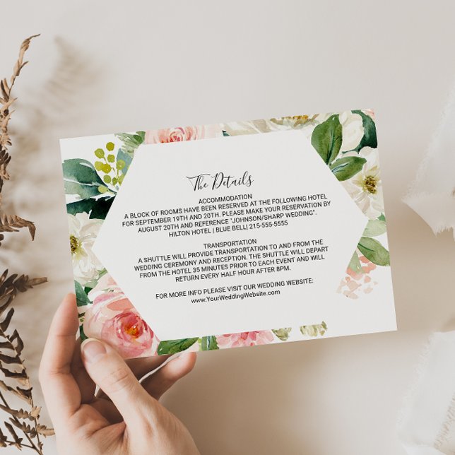 Greenery Geometric Wedding Details Insert Card (Creator Uploaded)