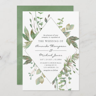 Greenery Geometric Wedding Invitation