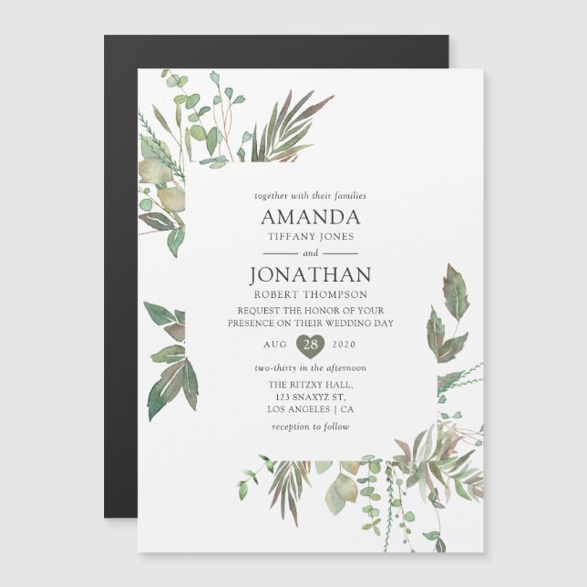 Greenery Geometric Wedding Magnetic Invitation (Front/Back)