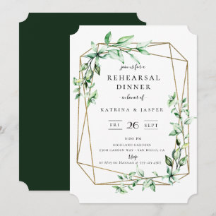 Greenery Geometric Wedding Rehearsal Dinner Invitation
