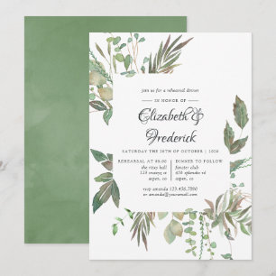 Greenery Geometric Wedding Rehearsal Dinner Invitation