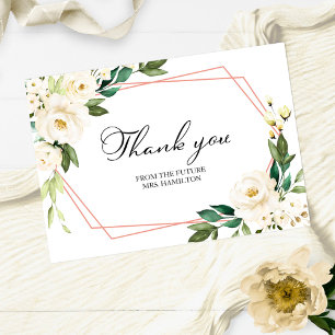 Greenery Geometric White Bridal Shower Thank You