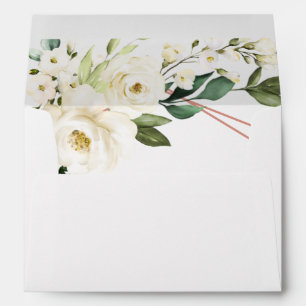 Greenery Geometric White Floral  Bridal Shower  Envelope