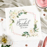 Greenery Geometric White Floral Bridal Shower Napkin<br><div class="desc">Greenery Geometric White Floral Bridal Shower Napkins</div>