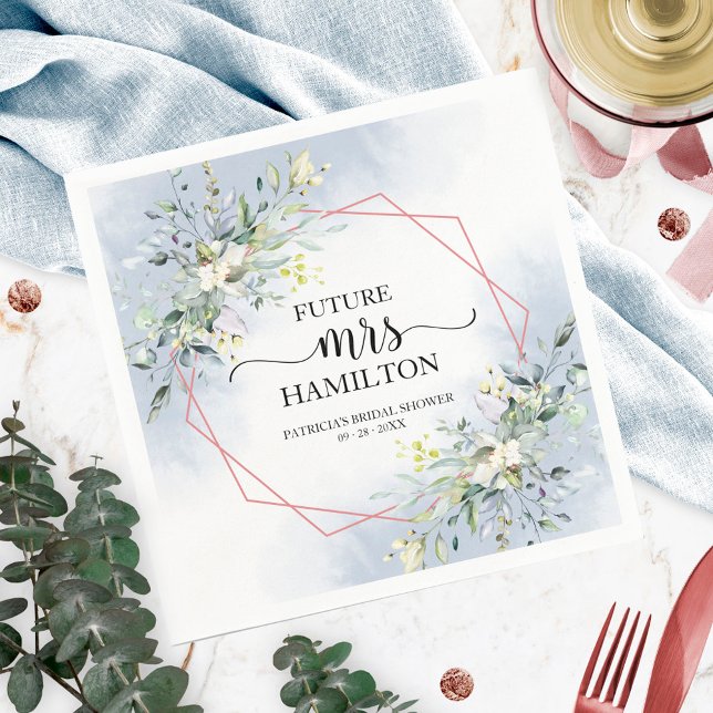 Greenery Geometric Wreath Bridal Shower Napkins (Creator Uploaded)